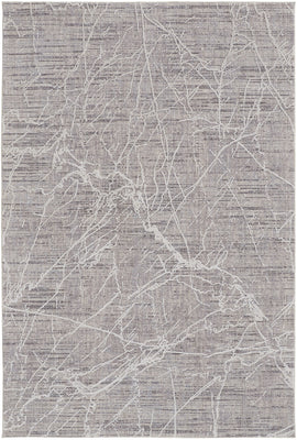 5' X 8' Taupe And Gray Abstract Power Loom Distressed Stain Resistant Area Rug