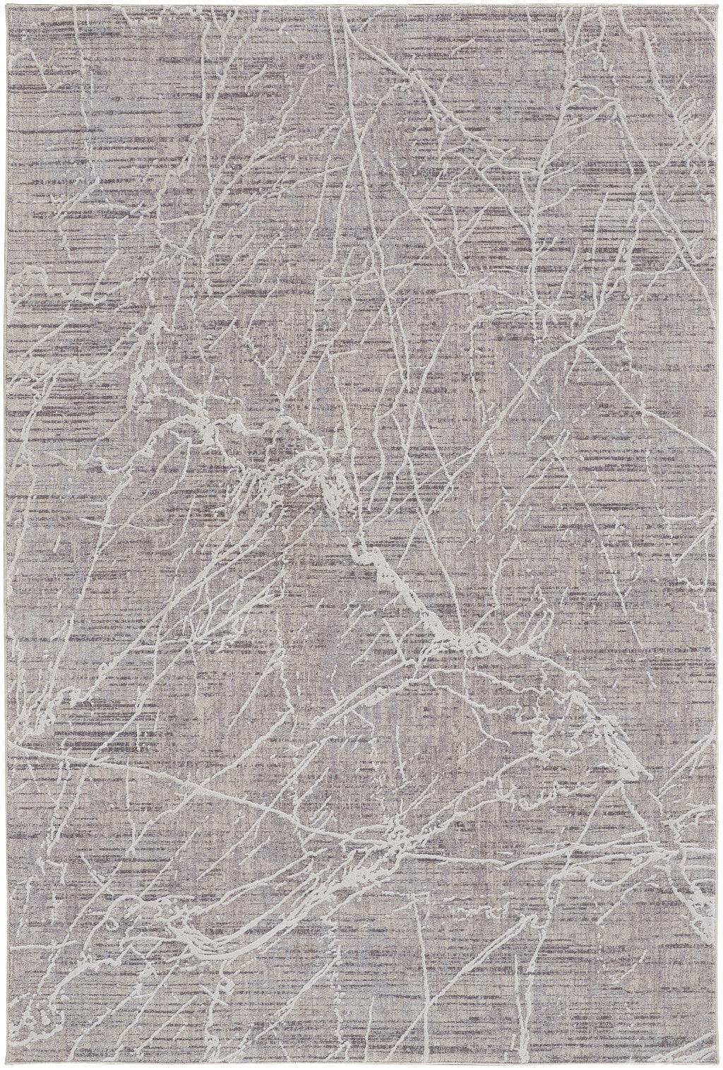 8' X 10' Taupe And Gray Abstract Power Loom Distressed Stain Resistant Area Rug