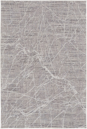 2' X 3' Taupe And Gray Abstract Power Loom Distressed Stain Resistant Area Rug