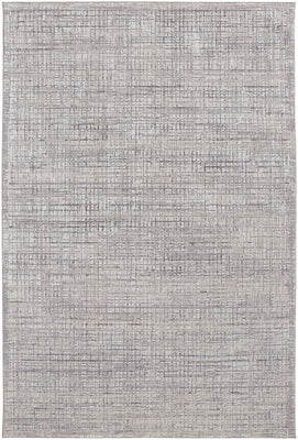 4' X 6' Taupe And Ivory Plaid Power Loom Distressed Stain Resistant Area Rug