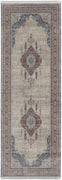 10' Gray Red And Blue Floral Power Loom Stain Resistant Runner Rug