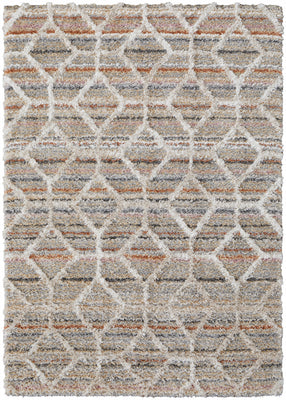 4' X 6' Tan Taupe And Ivory Geometric Power Loom Stain Resistant Area Rug