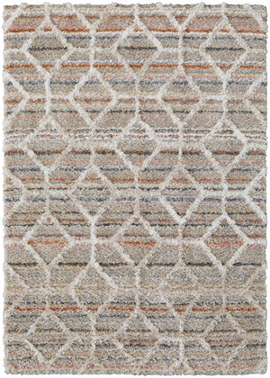 9' X 12' Tan Taupe And Ivory Geometric Power Loom Stain Resistant Area Rug