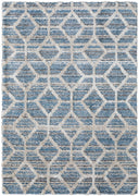 4' X 6' Blue And Ivory Geometric Power Loom Stain Resistant Area Rug