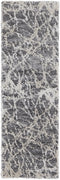 8' Gray And Ivory Abstract Power Loom Stain Resistant Runner Rug