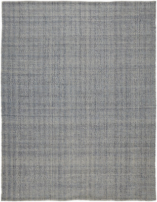 9' X 12' Gray Ivory And Blue Hand Woven Area Rug