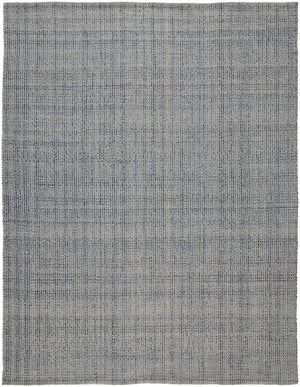 9' X 12' Gray Ivory And Blue Hand Woven Area Rug