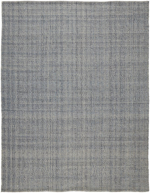 10' X 14' Gray Ivory And Blue Hand Woven Area Rug