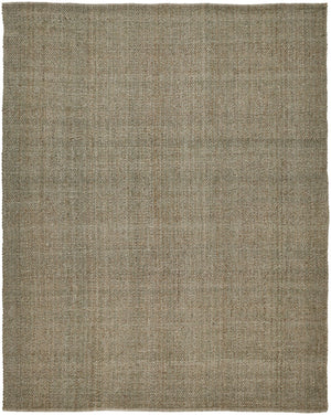 5' X 8' Green And Tan Hand Woven Area Rug