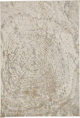 12' X 15' Ivory Tan And Gray Abstract Area Rug