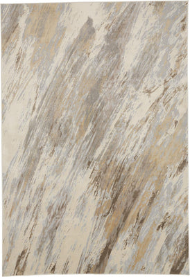 5' X 8' Ivory Tan And Brown Abstract Area Rug