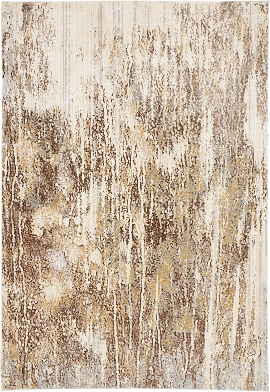 9' X 12' Tan Ivory And Brown Abstract Area Rug