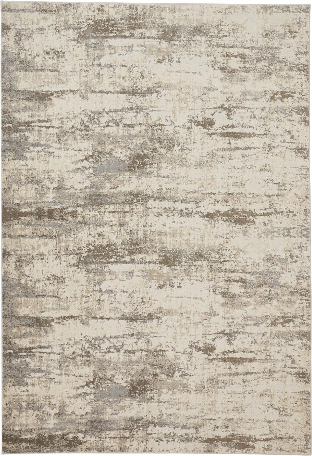 5' X 8' Ivory And Brown Abstract Area Rug