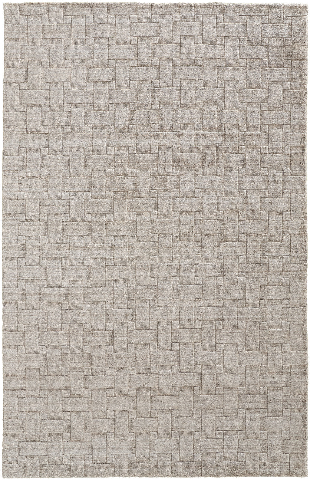 5' X 8' Ivory Striped Hand Woven Area Rug