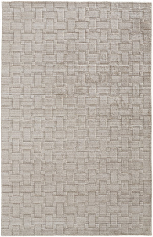 9' X 12' Ivory Striped Hand Woven Area Rug