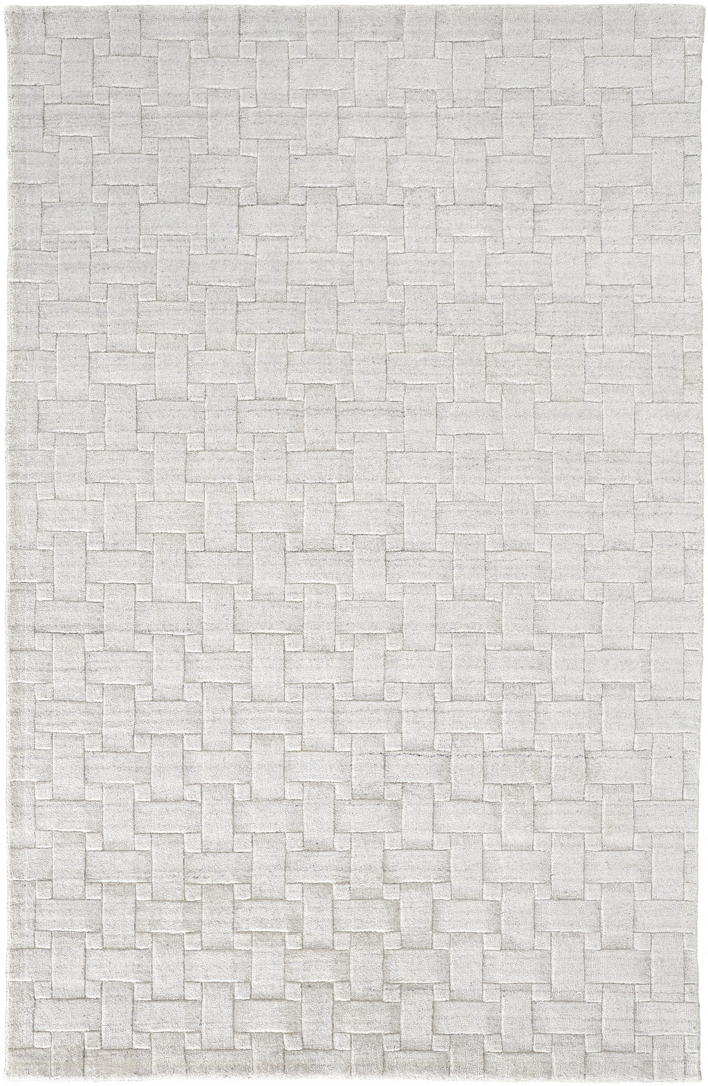 4' X 6' White And Silver Striped Hand Woven Area Rug