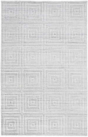 4' X 6' White And Silver Striped Hand Woven Area Rug