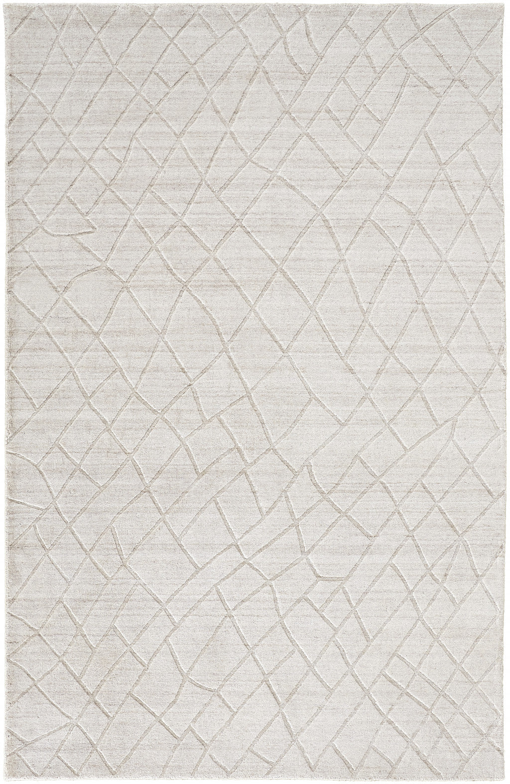 5' X 8' Ivory And Gray Striped Hand Woven Area Rug