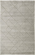 2' X 3' Ivory And Silver Striped Hand Woven Area Rug