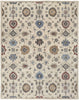 8' X 10' Ivory Blue And Tan Wool Floral Tufted Handmade Stain Resistant Area Rug