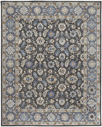 8' X 10' Taupe Blue And Ivory Wool Floral Tufted Handmade Stain Resistant Area Rug