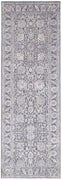 8' Taupe And Ivory Floral Power Loom Runner Rug