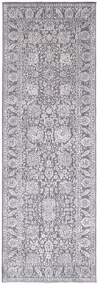 8' Taupe And Ivory Floral Power Loom Runner Rug