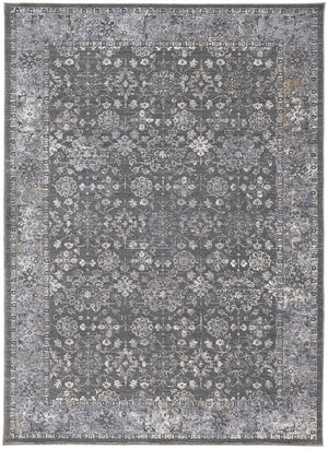 8' X 10' Taupe Gray And Orange Floral Power Loom Area Rug