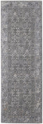 8' Taupe Gray And Orange Floral Power Loom Runner Rug