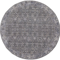 6' Taupe Gray And Orange Round Floral Power Loom Area Rug