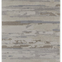 8' Ivory Tan And Brown Abstract Power Loom Distressed Stain Resistant Runner Rug