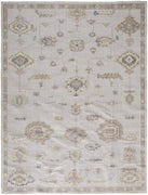 5' X 8' Ivory And Orange Floral Hand Knotted Stain Resistant Area Rug