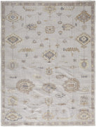 2' X 3' Ivory And Orange Floral Hand Knotted Stain Resistant Area Rug