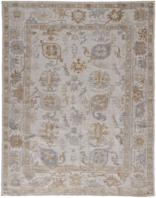 4' X 6' Ivory And Tan Floral Hand Knotted Stain Resistant Area Rug