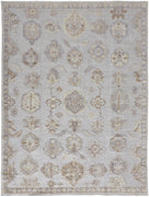 4' X 6' Ivory Silver And Tan Floral Hand Knotted Stain Resistant Area Rug