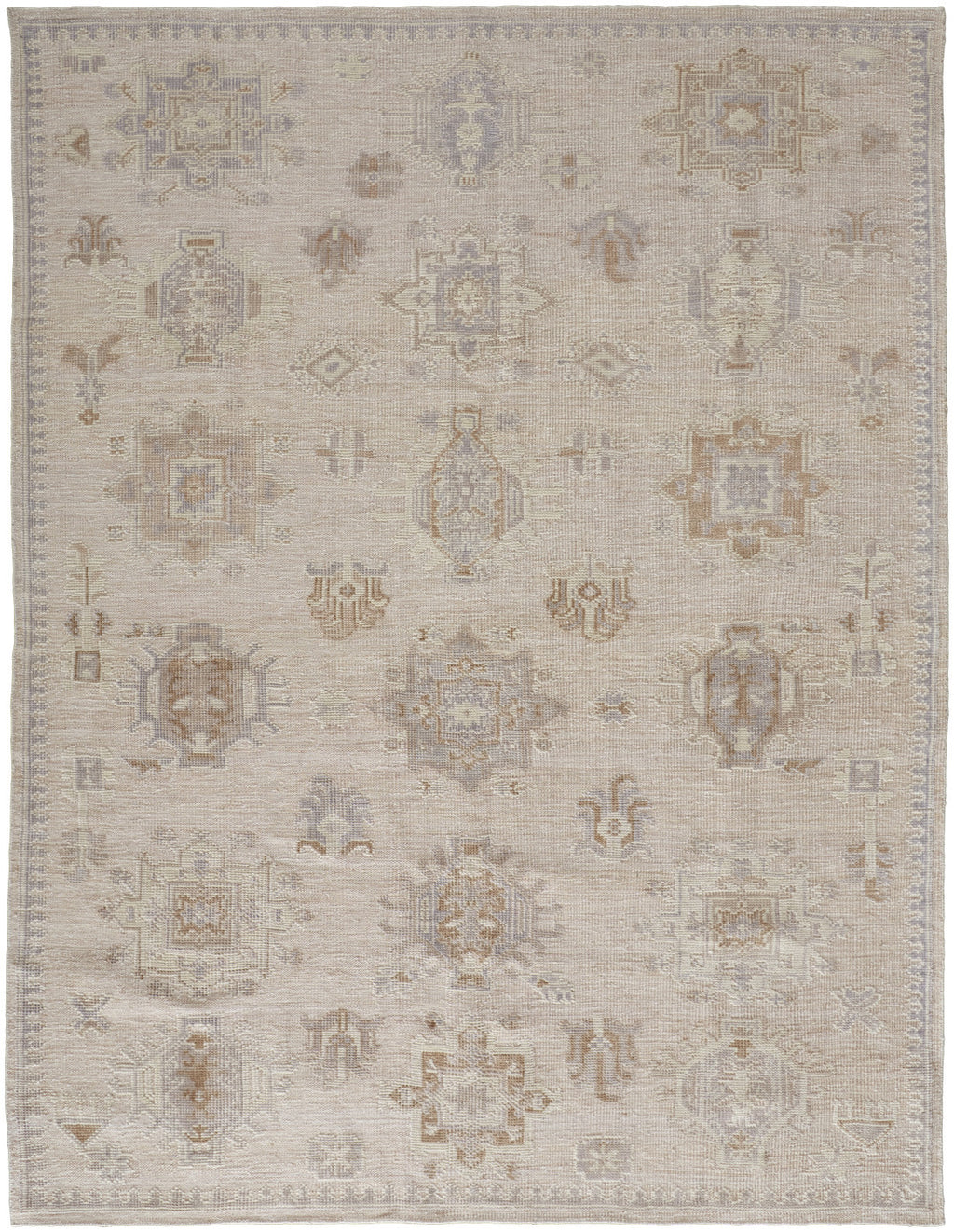 12' X 15' Tan And Brown Floral Hand Knotted Stain Resistant Area Rug