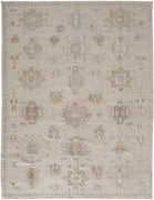 12' X 15' Tan And Brown Floral Hand Knotted Stain Resistant Area Rug