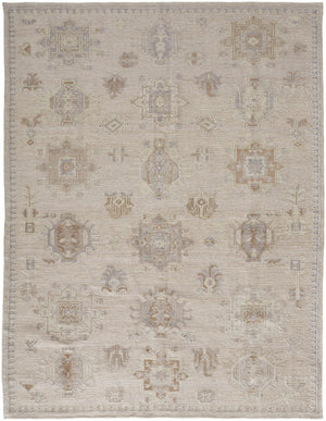 2' X 3' Tan And Brown Floral Hand Knotted Stain Resistant Area Rug