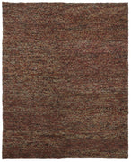 10' X 13' Brown Orange And Red Wool Hand Woven Distressed Stain Resistant Area Rug