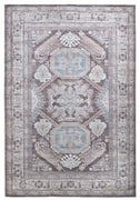 5' X 8' Gray Taupe And Blue Floral Area Rug