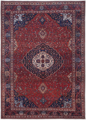 5' X 8' Red Blue And Tan Floral Power Loom Area Rug