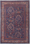 10' X 14' Red Blue And Tan Floral Power Loom Area Rug