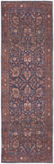 8' Red Orange And Blue Floral Power Loom Runner Rug