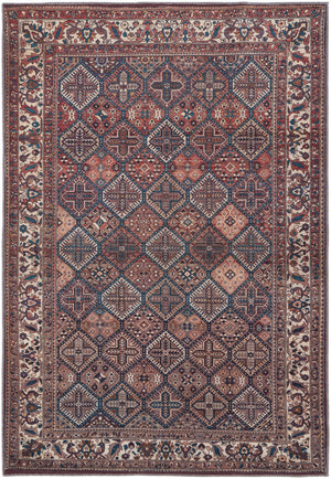 5' X 8' Brown Red And Ivory Floral Power Loom Area Rug