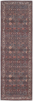 8' Brown Red And Ivory Floral Power Loom Runner Rug