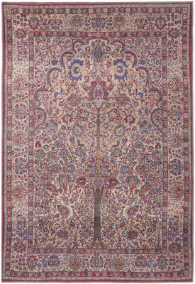 4' X 6' Red Tan And Pink Floral Power Loom Area Rug