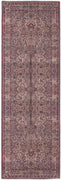 8' Red Tan And Pink Floral Power Loom Runner Rug