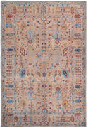 4' X 6' Tan Pink And Blue Floral Power Loom Area Rug