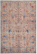 5' X 8' Tan Pink And Blue Floral Power Loom Area Rug