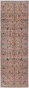 8' Tan Pink And Blue Floral Power Loom Runner Rug